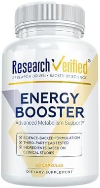 Research Verified Energy Booster – Natural Energy Support – 60 Capsules – Caffeine Free – B Vitamins and Adaptogens – 1 Month Supply