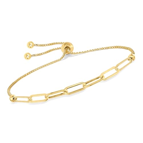 Image of TRUESILVER ACPL 925 Sterling Silver BIS Hallmarked Italian Paperclip Link Sliding Bolo Bracelet for Women and Girls 10 Inches