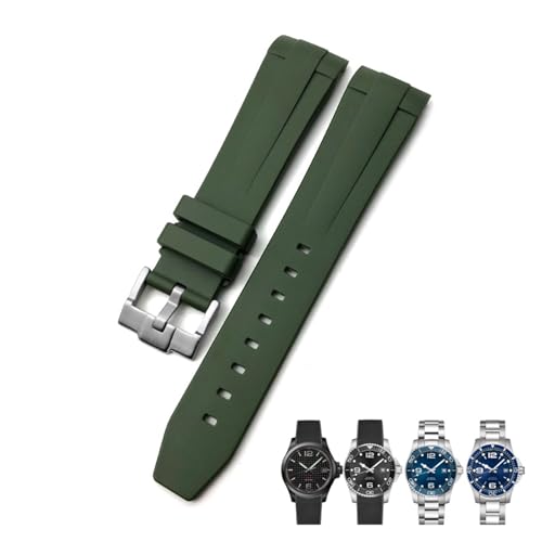 Bracelet de montre en caoutchouc 21mm HydroConquest noir vert L3.781.4.9