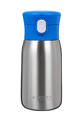 Secura Vacuum Insulated Stainless Steel Straw Water Bottle with Handle, 350ml 12oz, Blue