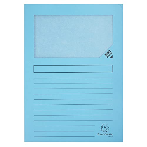 Exacompta - Réf. 50152E - Paquet de 100 chemises à fenêtre sans plastique SUPER 160 g/m² - couleurs pastel - chemises certifiées PEFC™ - dimensions 22 x...