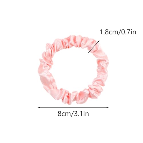 Image of Silk Hair Ties Satin Scrunchies - Small Mini Scrunchy for Women Thick Hair Accessories Cute Soft No Slip Hair Elastics Ponytail Holder for Curly Hair No Damage Hairties Gift for Girls