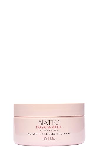 Image of Natio Australia Rosewater Hydration Moisture Gel Sleeping Mask, 100 g - Nighttime Rosewater Face Cream - Face Moisturiser for Overnight Hydration