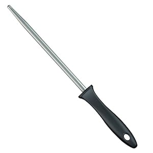 Fiskars Aanzetstaa, slijpstaaf met kunststof handgreep, lengte: 20 cm, 53 HRC, roestvrij staal, zwart/zilver, Essential, 1023781