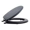 Soft Elongated Vinyl Toilet Seat, Black - 19 Inch Soft Vinyl Cover with Comfort Foam Cushioning - Fits All Elongated Size Fixtures - Easy to Install Fantasia by Achim Home Decor