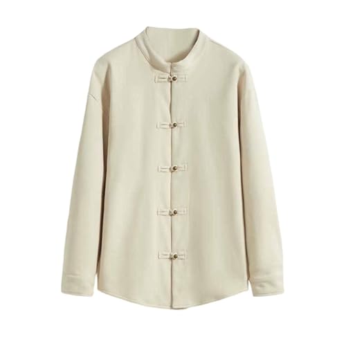 Chemise en coton mélangé pour homme finitions rétro et col montant soigné