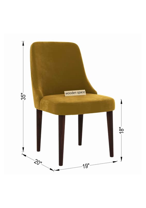 Image of WOODEN SPACE Dining Chair for Living Room Vintage Armchair with Rosewood and Holend Velvet for Living Room, Hotel, Restrorent and Home Decor - 20X19X35 Inch (Mustard Parck of 2)