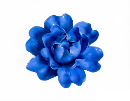 Image of Luoyang Peony,Royal Blue,3.54 inch,Ceramic Flower Wall Art Decor, Artificial Flower Wall Sculpture,Handmade Ceramic Flowers for Home,Hallway,Living Room, Kitchen,Bathroom