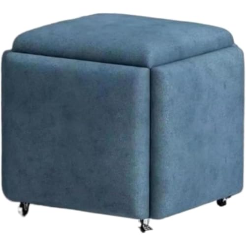 WhiteForest スツール 省スペースベンチ 低反発メモリーフォーム スタッキングチェア コンパクトフットステップ 玄関シェルフ キャスター付き 多機能 5in1ダイニングスツール リビング スモール ソファ (45*45*45cm,グリーン)