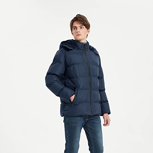 Image of MYJAJAYI Mens Puffer Jackets Insulated Winter Jacket Hood Winter Outwear Water-Resistant
