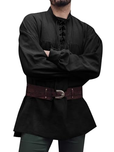 Camisa medieval para hombre Runcati de manga larga estilo pirata y disfraz renacentista