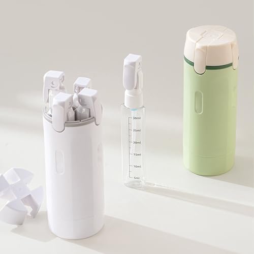 CCYLEZ Butelka Podróżna z Dozownikiem 4 w 1 30 Ml Przezroczysta Skala Szczelna Przenośna Butelka z prasą Zestaw do Szamponu Odżywka do Balsamu (GREEN)