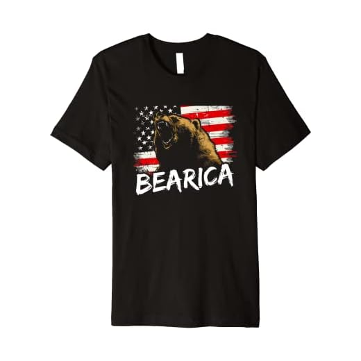 Bearica American Grizzly Bear Cool Patriotic USA 4th Of July Premium T-Shirt