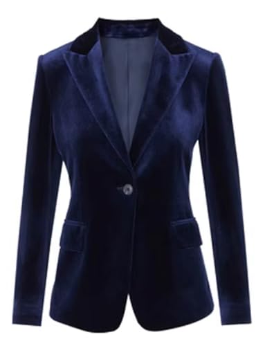 Veste costume velours femme blazer un bouton manches longues col pointe