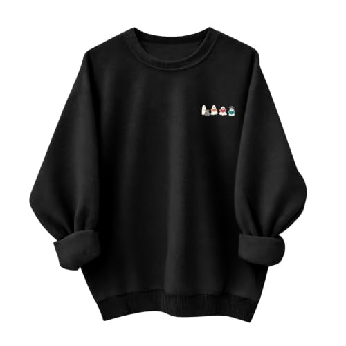 Womens Cute Ghost Plant Crewneck Sweatshirt Front‑Back Print Halloween Top - image 5