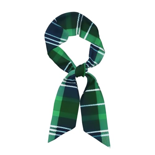Enrpty Foulard écossais bleu et vert imprimé tartan pour femme, foulard, sac à main, sac de plage, cravate, chapeau, accessoire, noir, taille unique