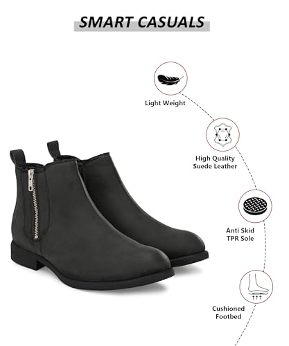 Image of HiREL'S Men's Chelsea Zipper Boots | Soft Cushioned Insole, Slip-Resistance, Dynamic Feet Support, Arch Support & Shock Absorption