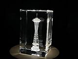 Space Needle 3D Engraved Crystal Collectible Souvenir (Small)