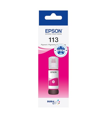 Epson 113 EcoTank Magenta pigmenté, Bouteilles d'encre d'origine, ET-5150 ET-5170 ET-5800 ET-5850 ET-5880 ET-16600 ET-16650