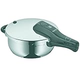 TÜV geprüfte Sicherheit: Abdampfautomatik und Restdrucksicherung. Einfache Bedienung durch 2-Stufen-Garregler (Schon-/ Intensivstufe: 110°C/ 119°C). Abnehmbarer Deckelgriff für leichte Reinigung