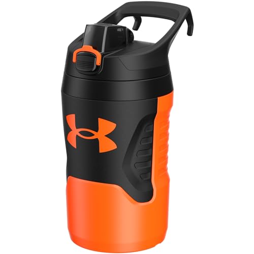 Image of Under Armour 32 oz Insulated Water Bottles - Sports Water Jug with Fence Hook, Leak Resistant for Baseball, Football & More, 32 oz Insulated, Blaze Orange /Black