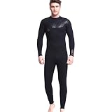 Zidao Damen Neoprenanzug, Damen Winter Neoprenanzug in Voller Länge Adult Dick Warmer Langarm Surfing Schnorchel Neoprenanzug Schwarz,Man,XS