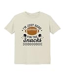 Ink Trendz I'm Just Here for the Snacks Football Toddler T-Shirt, Retro Style, 100% Cotton, Unisex Tee (3T, Natural)