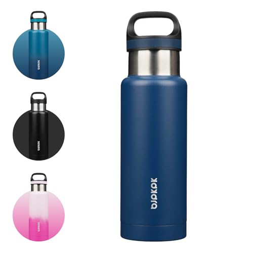 Image of BJPKPK Insulated Water Bottle 18OZ Stainless Steel Water Bottle with Handle Double Walls Vacuum Insulated BPA Free Flask, Dark Blue
