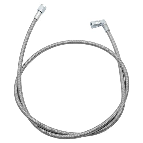 Image of SecosAutoparts Turbo Oil Feed Line 48 inch Steel Braided 4AN 90 Degree Straight Hose End Pressure Stainless Remote 4 AN 551867