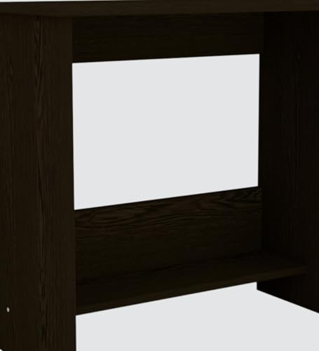Image of Compact Study Desk with Shelf, Dark Brown Wood Finish, Space-Saving Home Office Table, 80x74x40 cm, DIY Assembly