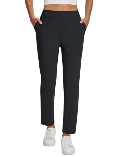 baleaf Womens Business Casual Pants Stretch Travel Pants On Airport with Zipper Pockets Dressy Slacks Golf Work Pull on