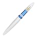 Upgraded Moonman M2 Fountain Pen Metallic Blue Transparent Eye Dropper Filling Large-Capacity Ink Storing, Fine Nib Gift Set