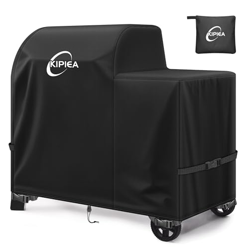 Kipiea 600D Heavy Duty Grill Cover for Traeger Woodridge Waterproof Wood Pellet Smoker Cover with Windproof Buckles Pellet BBQ Grill Covers for Outside Anti-UV No Tear No Fading