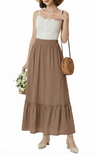 Jupe longue taille haute pour femme vêtement décontracté style bohème été