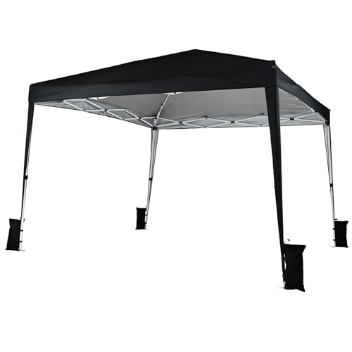 COSTWAY Carpa Plegable 3x3 m, Pop up, Cenador de Jardín Impermeable, Altura Ajustable, Metálico, Bolsa de Transporte, Pabellón Gazebo pergolas Portátil Camping Fiesta Playa Patio Terraza (Negro)