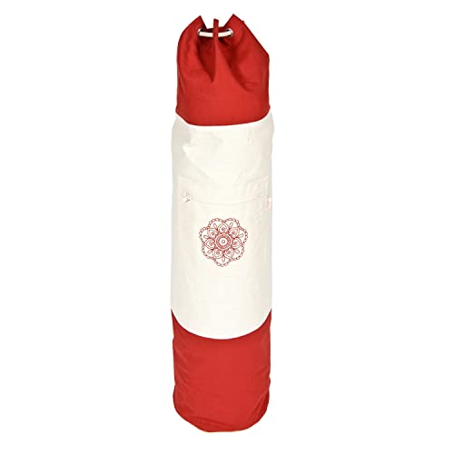 Yogabox Yogatasche Surya Bag 2 farbig für Schurwollmatten, Bordeaux/Natur, L: 100 cm/Ø 25 cm