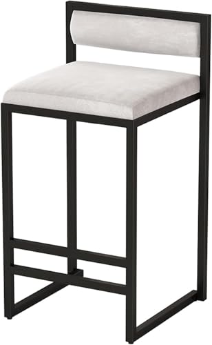 OZSSLJJ Taburetes De Bar con Patas Negras Y Respaldo, Taburetes De Cocina Tapizados for Barra De Desayuno, Comedor Isla B