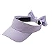 KEKY Women Girls Summer Plaid Sun Hat with Bowknot Adjustable Yellow Pink Visor Hats Beach Cap for Golf Tennis Travel (Solid Purple), One Size