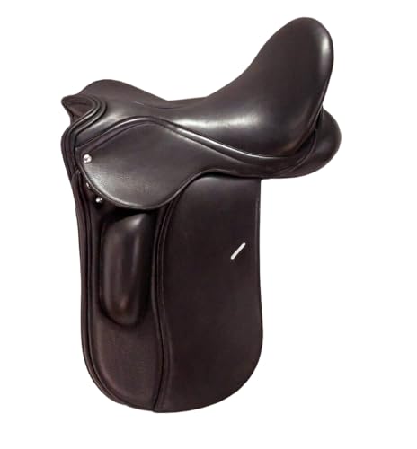 Selle de dressage en cuir de qualité supérieure pour cheval - 30,5 cm à 48,3 cm - Marron ST-015 (siège de 43,2 cm)