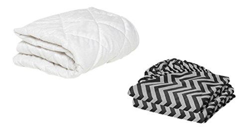 BKB Porta Crib Mattress Protector and 2 Chevron Sheets, Black