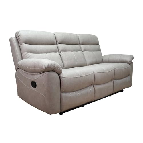 Shiito – Sofá de 3 Plazas con Función Relax – Modelo Malu – 198 x 100 x 91 cm – Asientos Laterales con Reposapiés – Apertura Manual – Tela Color Beige