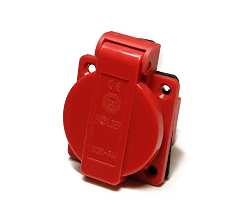 Holzer 8 x Recessed Sockets, Schuko Mounting Socket, 16 A, Wet Room, PA6, + Flange Seal (Red), Blue, Green, Orange, White