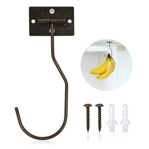 Ticway Banana Hanger Hook Space Saving Banana Holder Hanger to Keep Bananas Fresh Self Adhesive and Screw Banana Hook 1Pack Copper