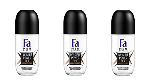 (Pack of 3) Fa Men Xtreme Invisible Power Anti-perspirant Deodorant Roll On for Men 3 x 50ml / 3 x 1.7 Fl Oz