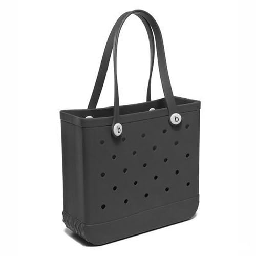ELDTEC Sac fourre-tout de plage en caoutchouc, imperméable et lavable, sac fourre-tout en caoutchouc pour femme, sac à main de sport pour plage, bateau, piscine, travail, école, sport, gym, gris,