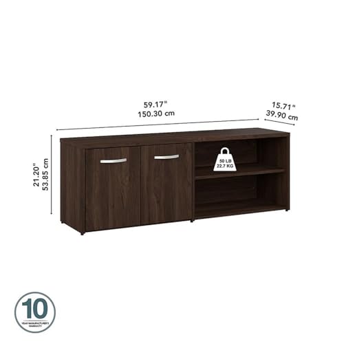 Bush Business Furniture Studio C Low Storage Cabinet with Doors and Shelves in Black Walnut, Office Organizer for Workspace, Compact Unit by Bush Furniture - Image 3