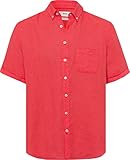 brax hemden herren Durchgehende Knopfleiste BRAX Herren Style Dan U Linen Garment DYE Herrenhemd aus sommerlichem Leinen mit Button Down Kragen Hemd, Watermelon, M