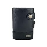 JAGUAR Cartera de Hombre de Piel auténtica, Tarjetero, portadocumentos, Delgada con Caja de Regalo (Tarjetero Azul)