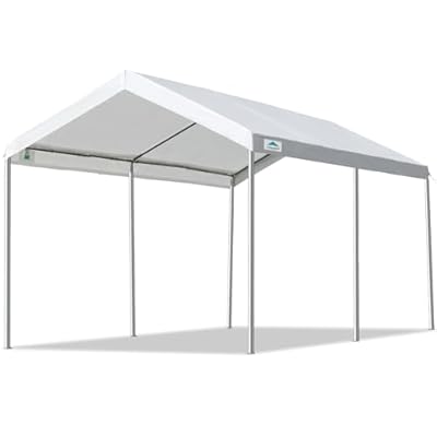 ADVANCE OUTDOOR 10x15 ft Heavy Duty Carport Potable Car Canopy Garage Party Tent Boat Shelter, Adjustable Height from 9.5 ft to 11 ft, White
