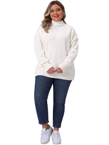 Agnes Orinda Plus Size Turtleneck Sweater for Women Long Sleeve Knit Top Casual Loose Pullover Knitwear3